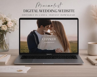 Minimalist Wedding Website Template with RSVP, Simple Modern Canva Site, Editable Digital Invitation