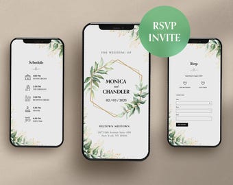 Green Floral Digital Wedding Invitation with RSVP | Personalized Online RSVP - Ready Made