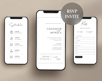 Digital Wedding Invitation & Rsvp - Mini Website Invite - Track Your Guests - Destination Invitation