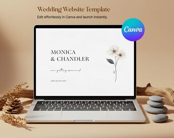 Save the Date Website Template with RSVP, Shareable Wedding Link, Digital Canva Invitation