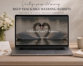 Garden Wedding Website Template with RSVP, Greenery Floral Canva Site, Outdoor Digital Invitation