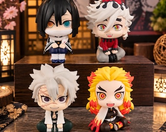 Demon Slayer Chibi Figure, Rengoku Kyojuro Iguro Obanai Shinazugawa Sanemi Douma  Sitting Anime Collectible