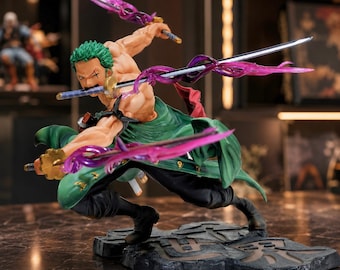 Figura de Roronoa Zoro, Figura de Ação Personalizada GK Anime, Estátua Santoryu de Três Espadas