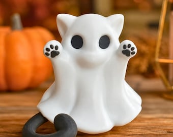 Miniaturas de Gato Fantasma, Figura Assustadora Personalizada para Mesa, Pequena Peça de Colecionador