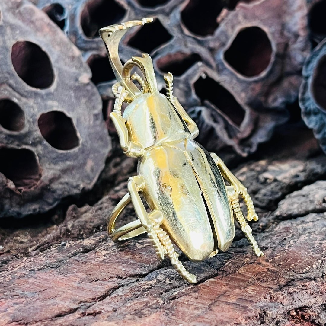 Beetle Statement Ring | Scarab Insect Ring | Gold Plated Brass Animal ...