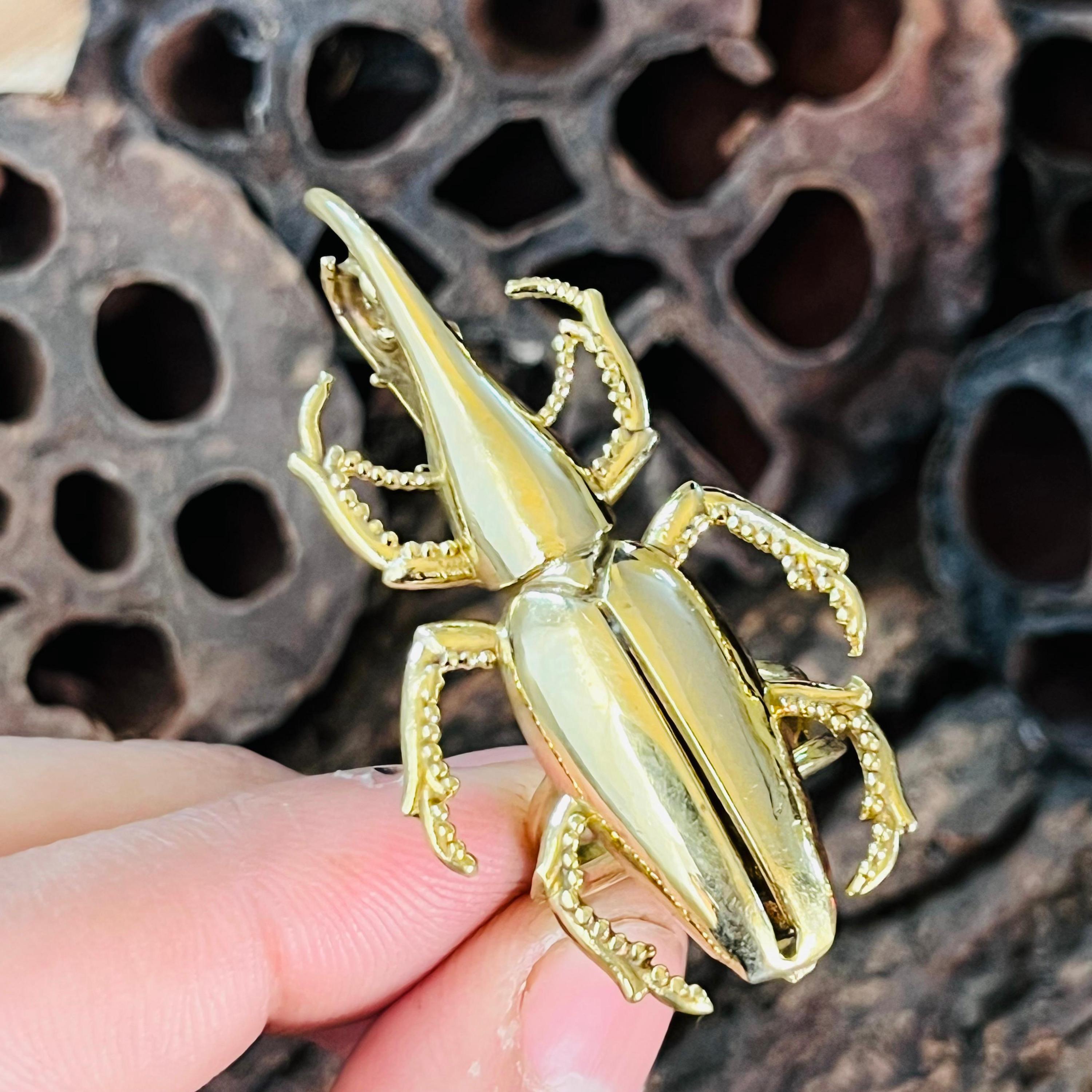Beetle Statement Ring | Scarab Insect Ring | Gold Plated Brass Animal ...