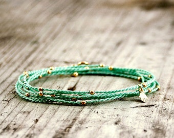 Beaded Wrap Bracelet Turquoise / hand of fatima bracelet / hamsa bracelet / cute string bracelet / turquoise boho wrap bracelet / Beach Chic