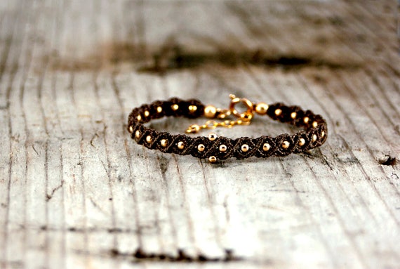 Beaded Bracelet,dainty Bracelet, Macrame Bracelet,brown Bracelet