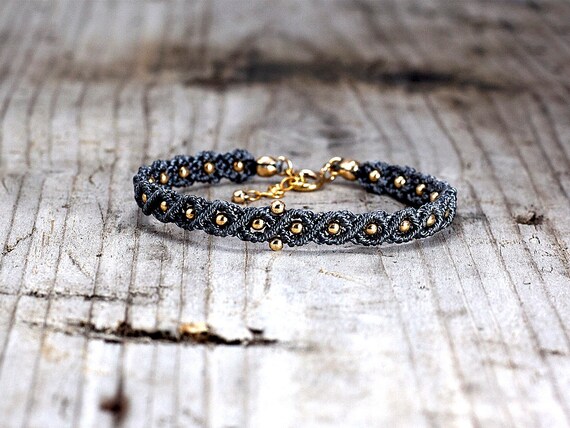 Beaded Bracelet,dainty Bracelet, Macrame Bracelet,gray Bracelet