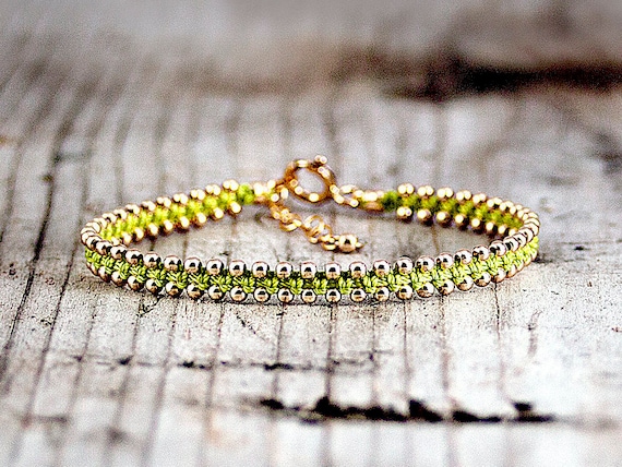Friendship Bracelet Chartreuse dainty Bracelet handmade Beaded