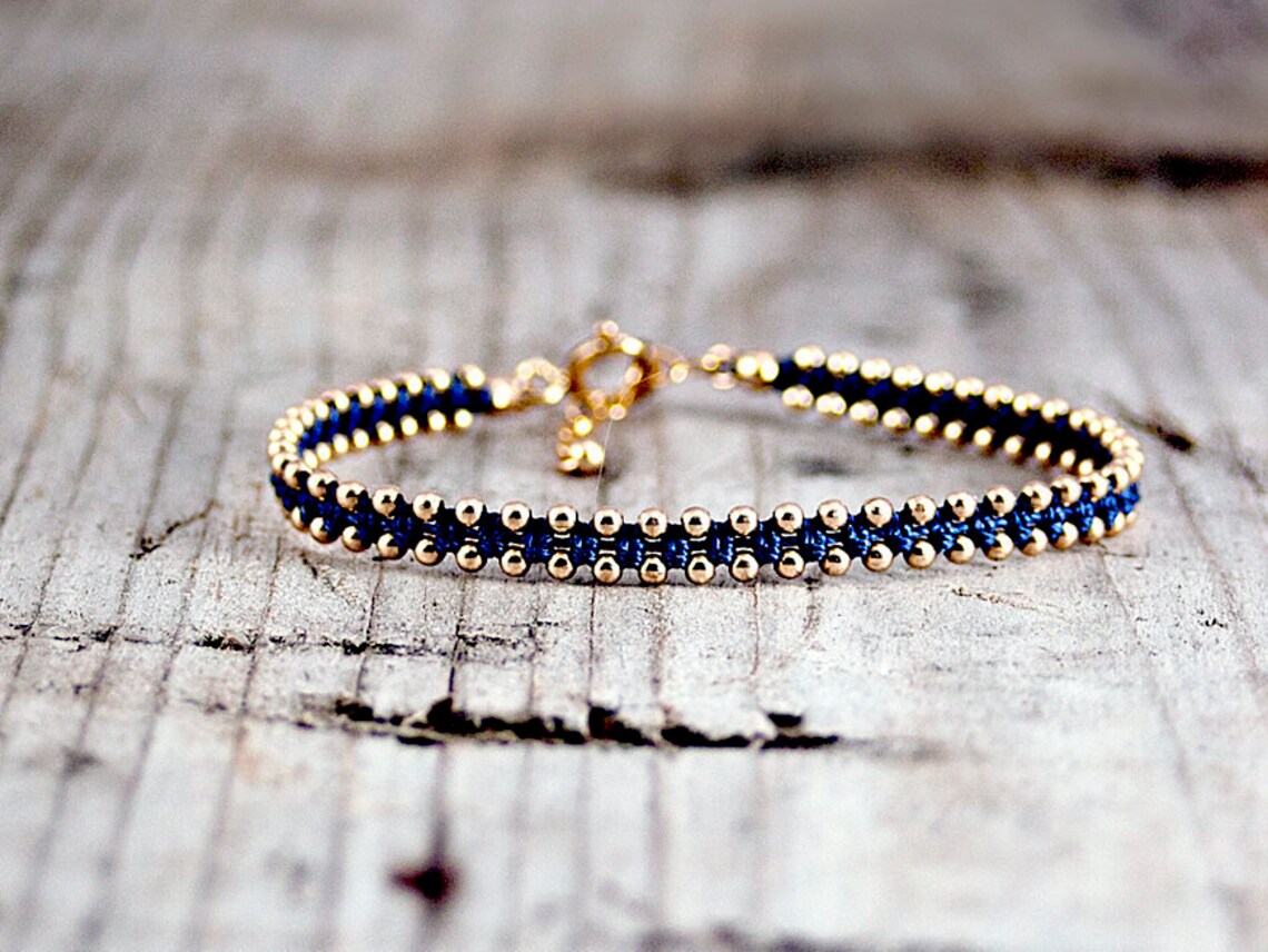 Blue Braceletdainty Bracelethandmade Beaded Braceletsarm Etsy