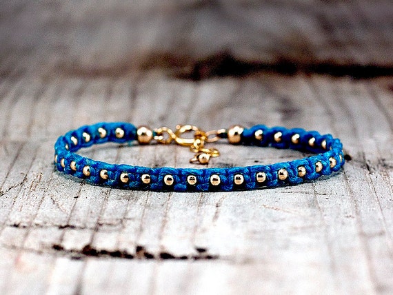 Gold Beaded Bracelet,turquoise Bracelet, Handmade String Bracelet