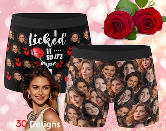 Cuecas boxer personalizadas com foto, roupa íntima masculina com rosto personalizado, presente de aniversário