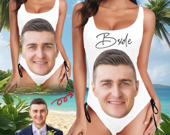 Custom Face One-Pieces Swimsuit, Personalized Husband Photo Bathing Suit, Bachelorette Party