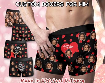 Calzoncillos bóxer con cara personalizada, ropa interior con foto personalizada para él, regalo de San Valentín para su novio