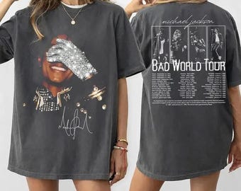Michael Jackson Bad World Tour Shirt 1987 1989, Vintage Bootleg Concert Tee, Acid Wash Oversized T-Shirt, Retro Music Fan Gift