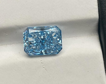 3.50 Carat Radiant Cut Fancy Blue Moissanite Diamond for Jewelry Making