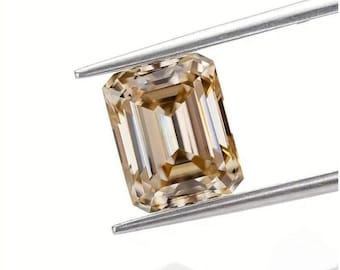 Emerald Cut Champagne Moissanite Diamond for Jewelry Making (3.50 ct)