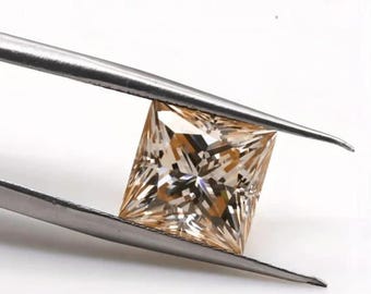 Certified AAA+ Champagne Princess Cut Moissanite (2.20 ctw) for Jewelry Making