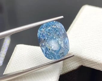 4 Carat Cushion Cut Blue Moissanite Gemstone for Jewelry Making