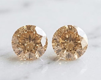 Lab-grown Moissanite Diamond Certified 4 crt Round cut Champagne-colour   Making For Jewellery