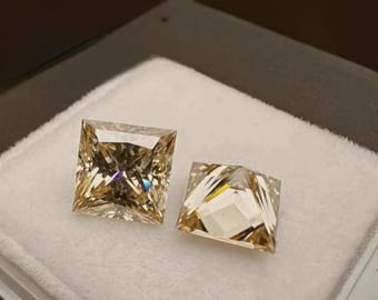 3.50 ctw Princess Cut Champagne Moissanite for Jewelry Making