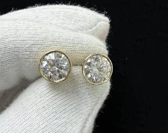 3 CTW Moissanite Stud Earrings Round Cut 1 Carat Each 925 Sterling Silver