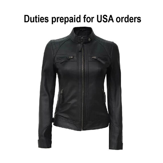 Handmade Women Sheepskin Leather Jacket Black – Genuine Leather Motorcycle Jacket | Women Biker Leather Jacket, Fashion Coat