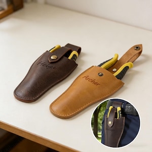 Personalized Leather Pruner Holster, Engraved Gardening Tool Holder, Gift For Gardeners, Unique Gift For Gardening Enthusiasts And Dads