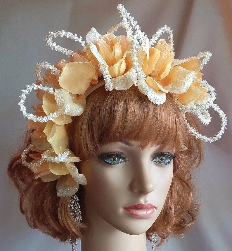 Women's Flower Rose Headband Peach Rose Headband | Etsy