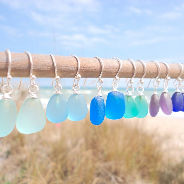 Seeglas Ohrringe Geschenk für Strand-Liebhaber Urlaub Schmuck kultiviert Strand Glas Ohrring Seeglas Schmuck Meerjungfrau Ohrring Geschenk für Strand Reise