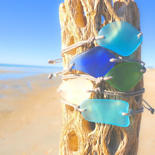 Cultured Sea Glass Piece Bracelet-Choose Your Color-Adjustable Beach Glass Bracelet Handmade Sea Glass Bracelet Gift for Friend Best Friend