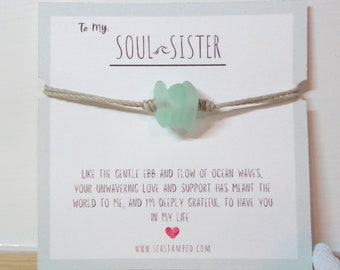 Soul Sister Bracelet Sea Glass Bracelet Simple Beach Glass Bracelet Unbiological Sister Gift Soul Sister Gift for Best Friend Sister Gift