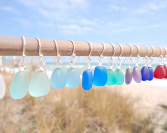 Sea Glass Earrings Gift for Beach Lover Vacation Jewelry Cultured Beach Glass Earring Sea Glass Jewelry Mermaid Earring Gift for Beach Trip