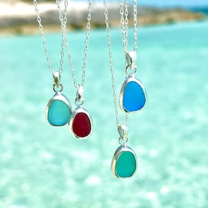 Sea Glass Pendant Necklace Sterling Silver Sea Glass Jewelry Mermaid Tear Ocean Necklace Mermaid Jewelry Birthday Gift Vacation Jewelry Gift image 16
