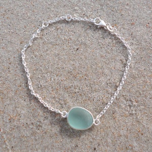 Sea Glass Bracelet, Adjustable Sterling Silver Beach Glass Bracelet, Sea Glass Jewelry for Women, Sea Glass Gifts, Blue Sea Glass Bracelet image 5