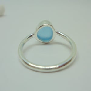 Light Blue Sea Glass Thin Band RingSterling Silver Minimalist Beach RingSea Glass Jewelry made for Mermaids-Ocean RingBeach Jewelry image 8