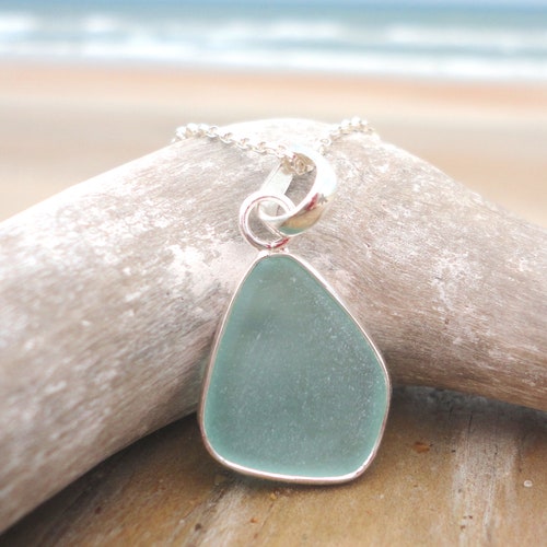 RARE Dark Blue Beach Sea Glass 925 Sterling Silver Wire Etsy