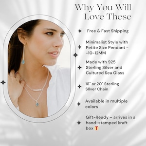 Sea Glass Pendant Necklace Sterling Silver Sea Glass Jewelry Mermaid Tear Ocean Necklace Mermaid Jewelry Birthday Gift Vacation Jewelry Gift image 2