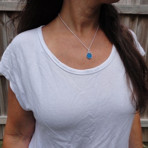 Kobalt Blau Silber gefasste Meerglas Halskette-Sterling Silber Draht um Strand Glas-Ozean Halskette für Meerjungfrauen gewickelt Bild 10