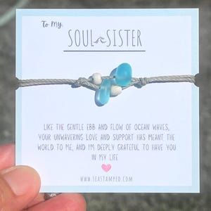 Soul Sister Bracelet Sea Glass Bracelet Simple Beach Glass Bracelet Unbiological Sister Gift Soul Sister Gift for Best Friend Galentine Gift