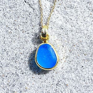 Petite Gold Sea Glass Pendant Necklace Gold Plated Beach Glass Jewelry Ocean Jewelry Beach Jewelry Gold Coastal Charm Necklace Minimalist image 4