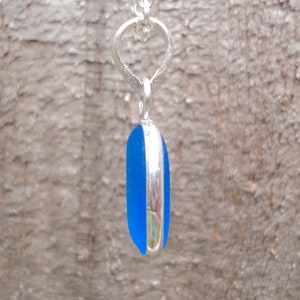 Kobalt Blau Silber gefasste Meerglas Halskette-Sterling Silber Draht um Strand Glas-Ozean Halskette für Meerjungfrauen gewickelt Bild 5
