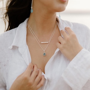Sea Glass Pendant Necklace Sterling Silver Sea Glass Jewelry Mermaid Tear Ocean Necklace Mermaid Jewelry Birthday Gift Vacation Jewelry Gift image 4