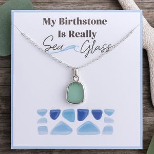 Sea Glass Birthstone Necklace Personalized Gift on Card “My Birthstone Is Really Sea Glass” Ocean Jewelry Beach Lover Gift Coastal Birthday