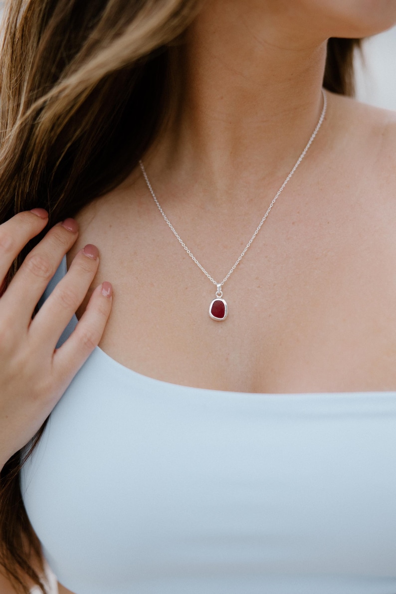 Sea Glass Pendant Necklace Sterling Silver Sea Glass Jewelry Mermaid Tear Ocean Necklace Mermaid Jewelry Birthday Gift Vacation Jewelry Gift image 10