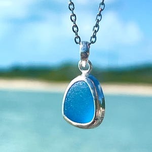 Sea Glass Pendant Necklace Sterling Silver Sea Glass Jewelry Mermaid Tear Ocean Necklace Mermaid Jewelry Birthday Gift Vacation Jewelry Gift image 17