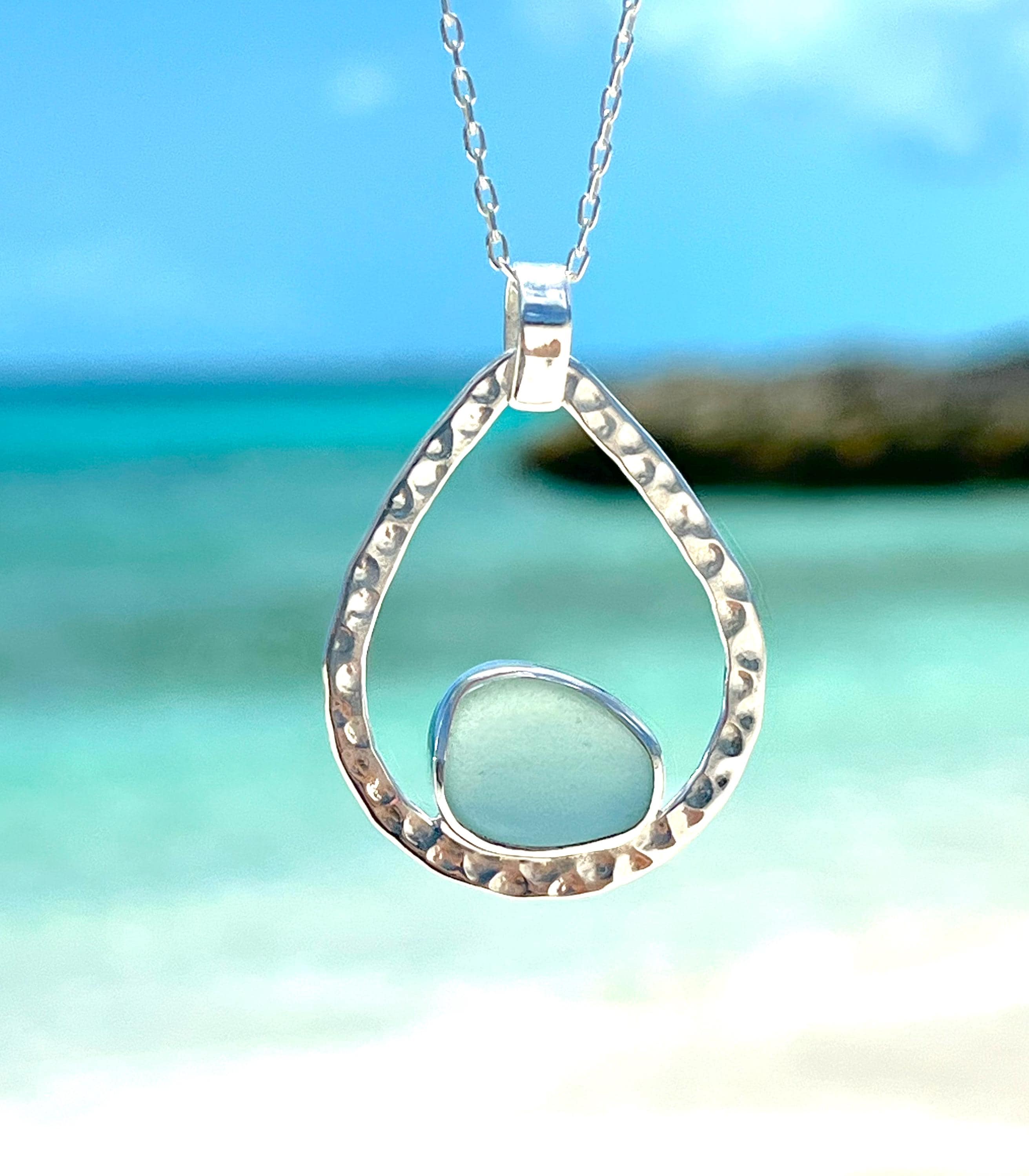 Glass Teardrop Necklace - Etsy