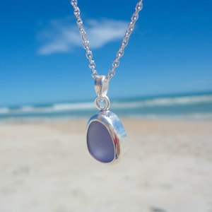 February Birthstone Purple Sea Glass Pendant Necklace Sterling Silver Pendant Beach Glass Jewelry Birth Month Necklace Mothers Gift Birthday