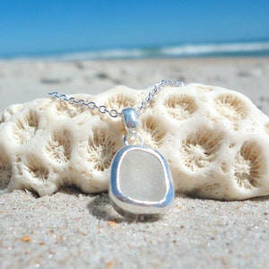 October Birthstone Sea Glass Pendant Necklace Sterling Silver Pendant Beach Glass Jewelry Birth Month Necklace Mothers Gift Birthday Gift